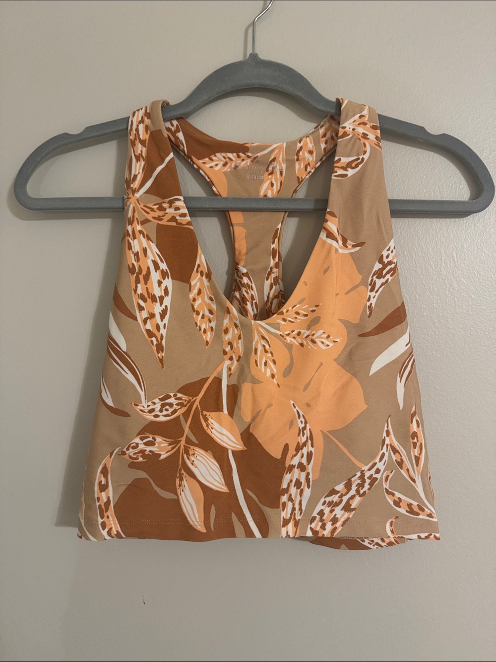 aerie Tan & Orange Floral Racerback Tank